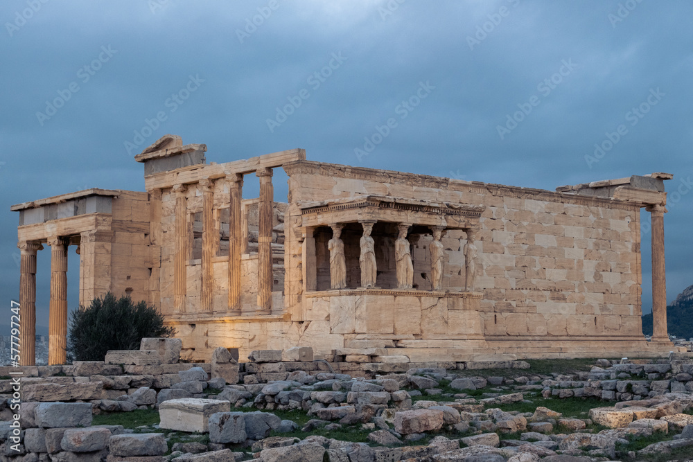 Scenic view of Parthenon temple on the Acropolis in Athens, Greece