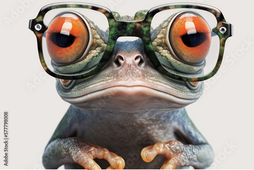 Frog wearing glasses, generative ai photo
