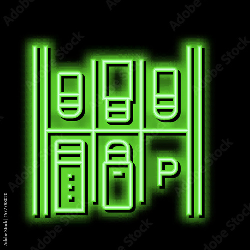 free place on parking neon glow icon illustration
