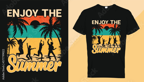 Enjoy The Summer t shirt design
Summer retro and vintage t shirt deign
Unique summer t shirt design with enjoying people, sunset and palm tree 