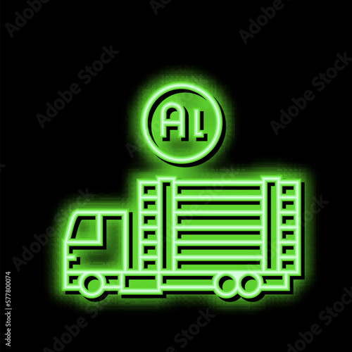 transportation and delivery aluminium production neon glow icon illustration