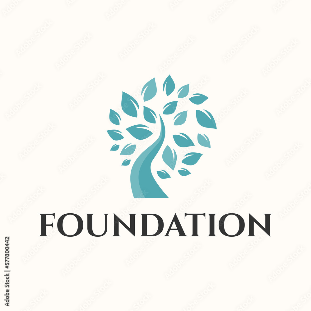 tree and leaf concept for foundation brand logo