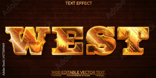 Billede på lærred Bold Shiny Western Text Gold and Bronze West Editable and Scalable Template Vect