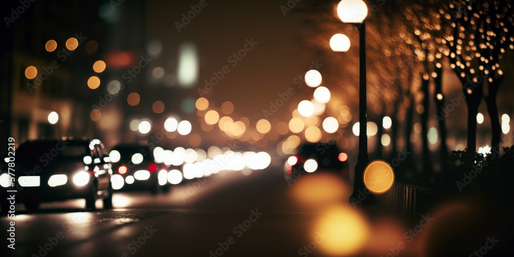 Bokeh blurred night city background (created with Generative AI)