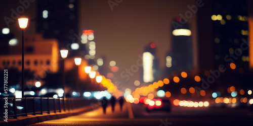 Bokeh blurred night city background (created with Generative AI) © AstralAngel