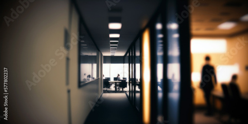 Blurred open-space office background (created with Generative AI)