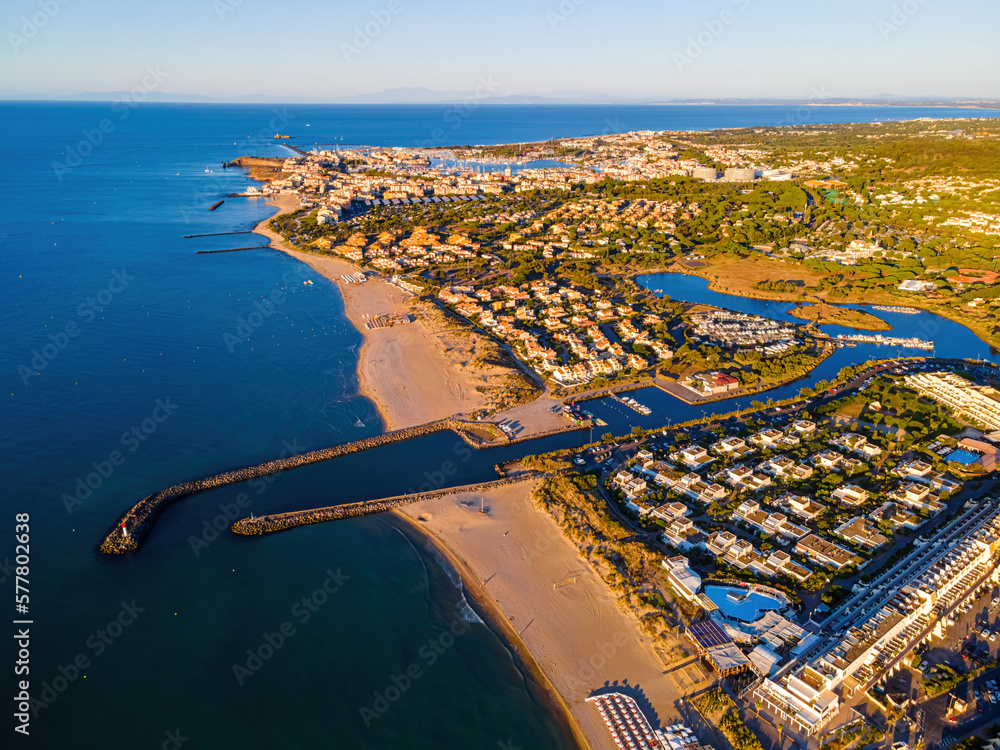 Aerial View Of Cap D Agde A Seaside Resort And Naturist Village On 