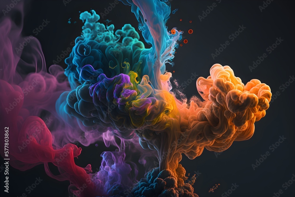 A colorful smoke on a black background made with generative AI A colorful smoke on a black background made with generative AI