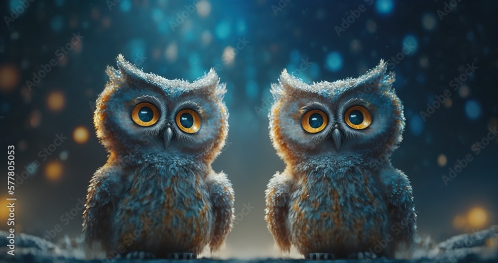 Owls of Eternity. Cosmic Owls Will Ride the Winds of Infinity. Generative AI.