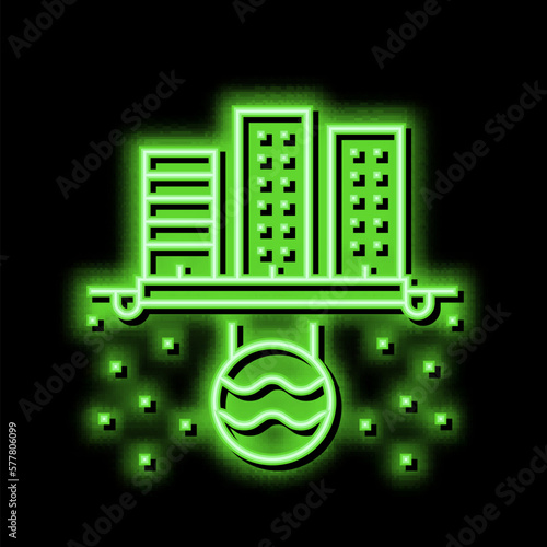 urban drainage system neon glow icon illustration