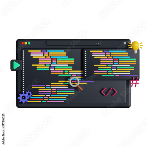 3d web illustration  programming code