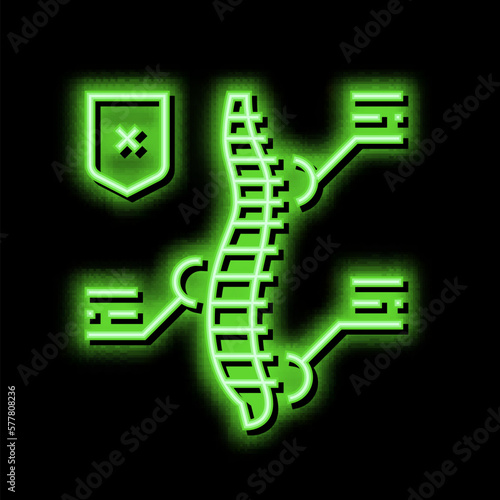 symptoms scoliosis neon glow icon illustration