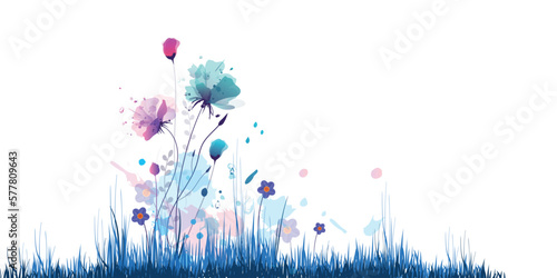 sfondo, fiori, piante, primavera, campo fiorito, pennellate di colore