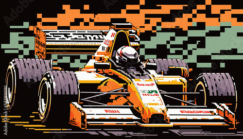 Formula 1 Cars, 8Bit, Generative AI, Illustration © emir