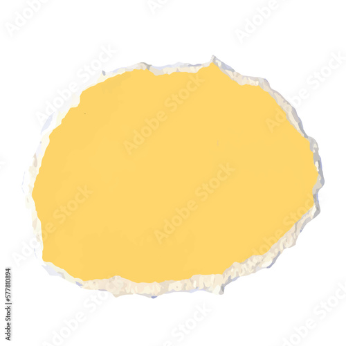 round piece of torn yellow paper, oval from torn paper for scrapbooking