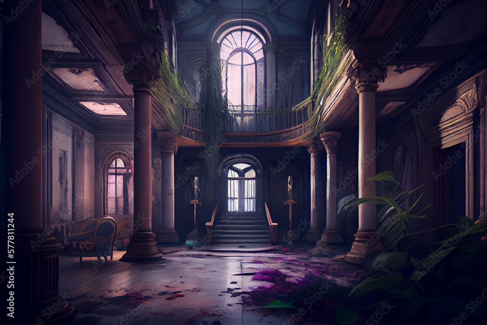 Fototapeta premium abandoned building interior.generative ai