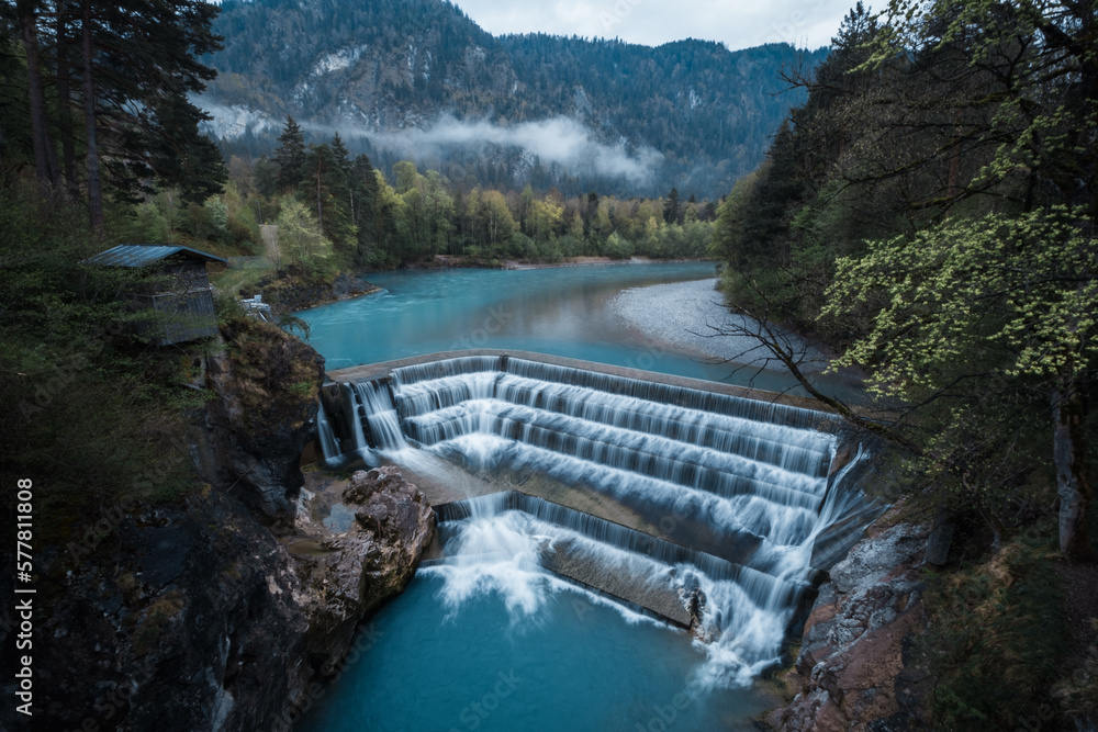Lechfall Lech in Füssen Füßen Fuessen Wasserfall