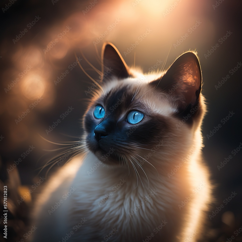 Portrait of a Siamese Cat - AI technology