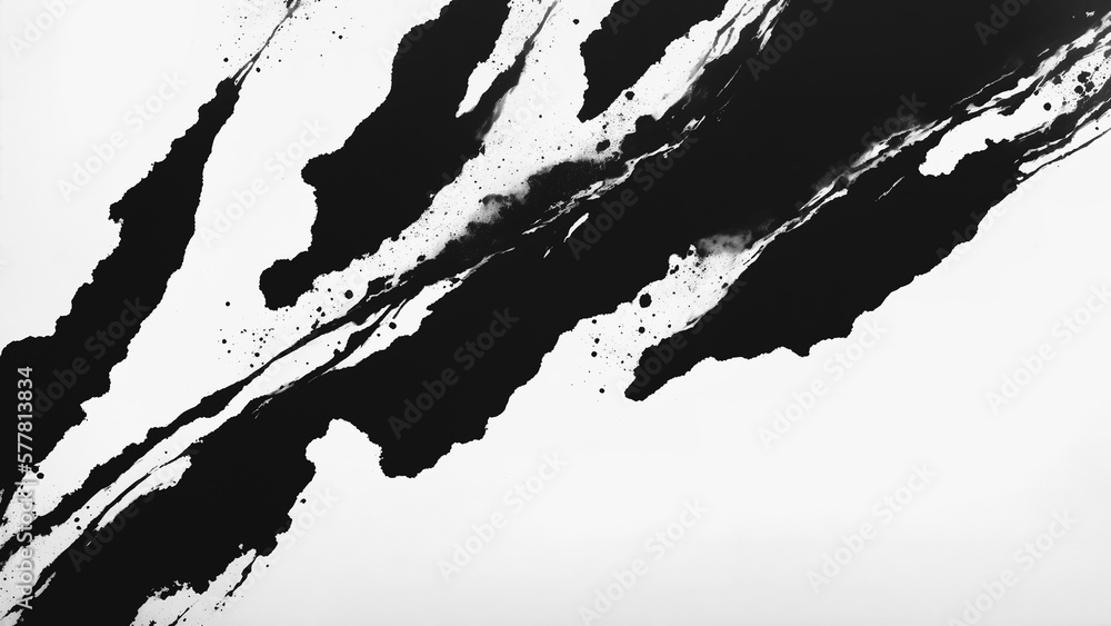 Fototapeta premium Grunge ink paint, black ink blot, abstract black water color on white background 