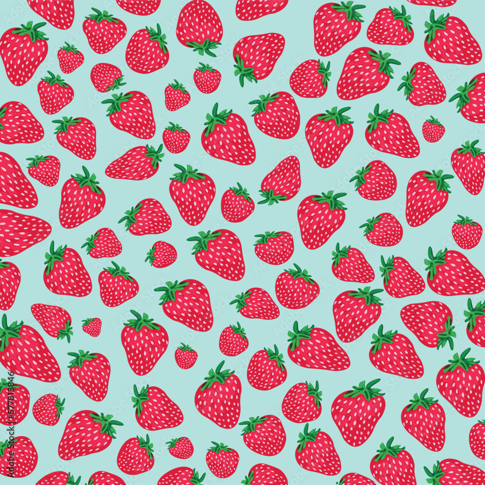 strawberries pattern illustration. cute pattern to represent summer. green background. Good for packaging strawberries pattern illustration. cute pattern to represent summer. green background. Good for packaging