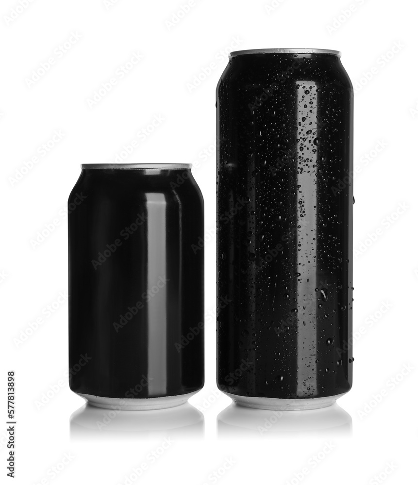 Aluminum cans with drinks on white background Aluminum cans with drinks on white background