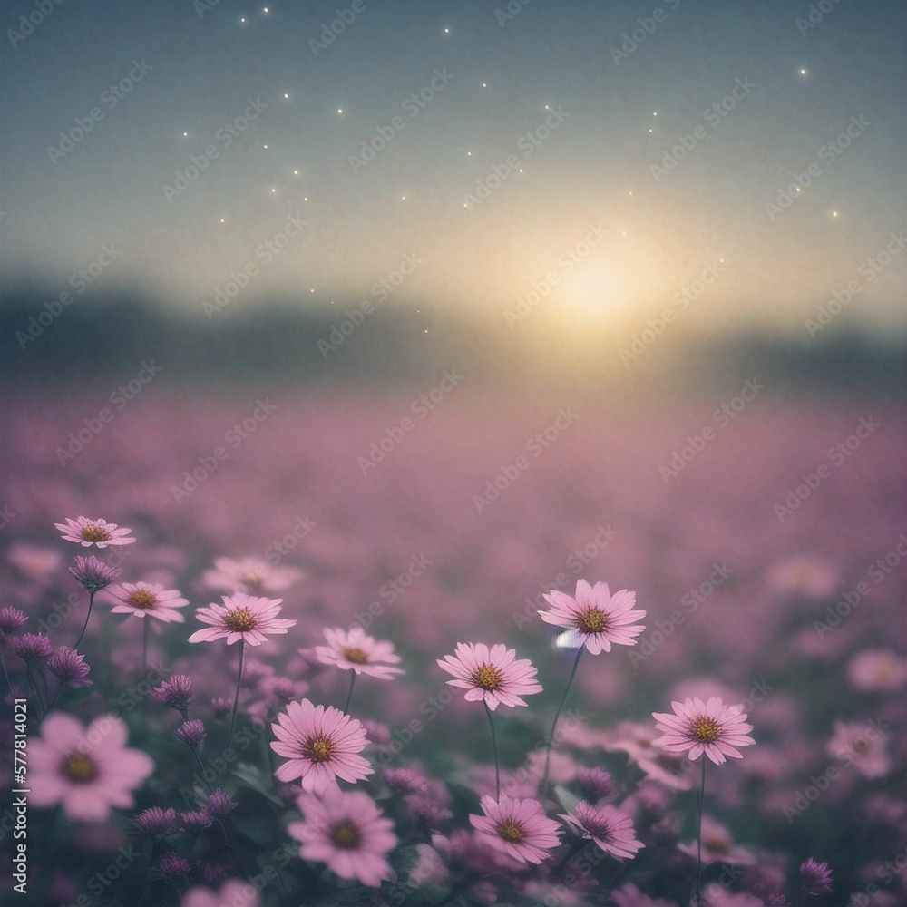 Obraz premium flowers in the fog. Generative AI
