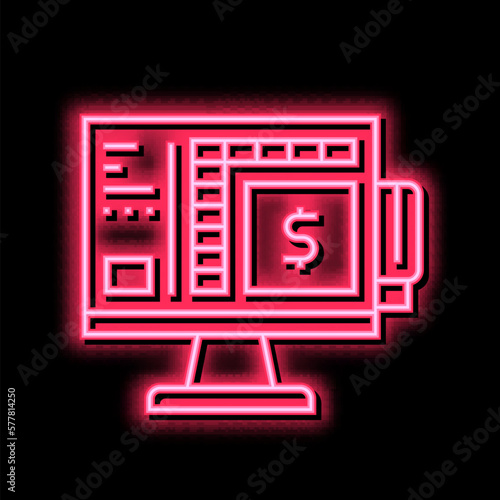 shop self service pos terminal computer neon glow icon illustration