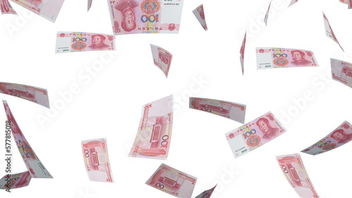 Tableau sur toile Several banknotes of money flying  on a white background