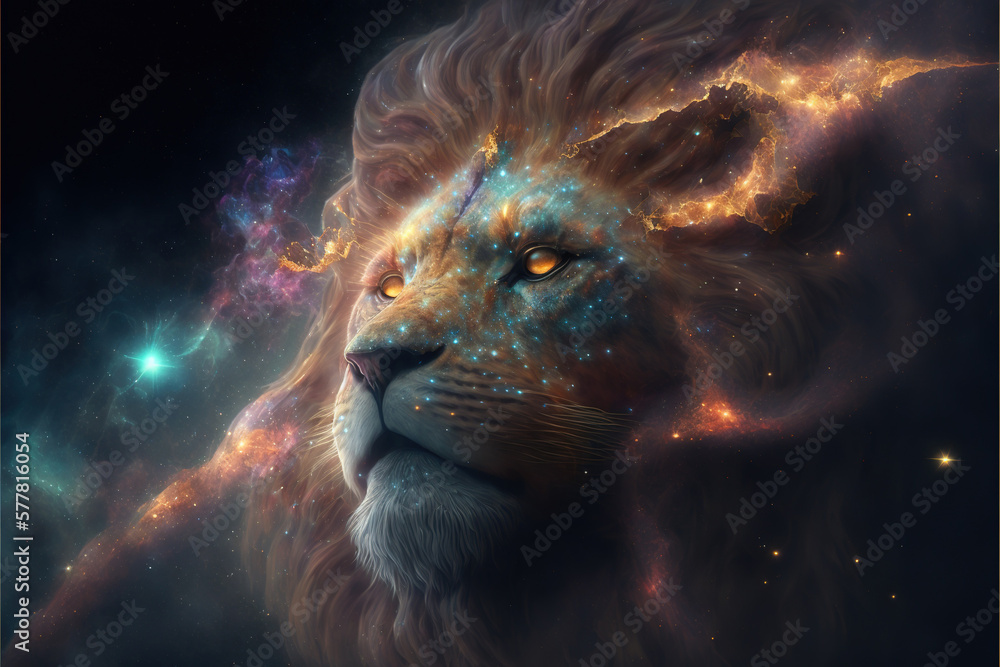 Lion shaped galaxy in the sky Generative AI