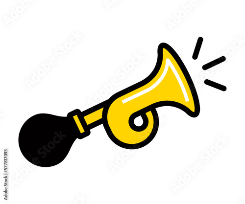 icon of a yellow metal horn that emits an unpleasant sharp sound. flat vector illustration.