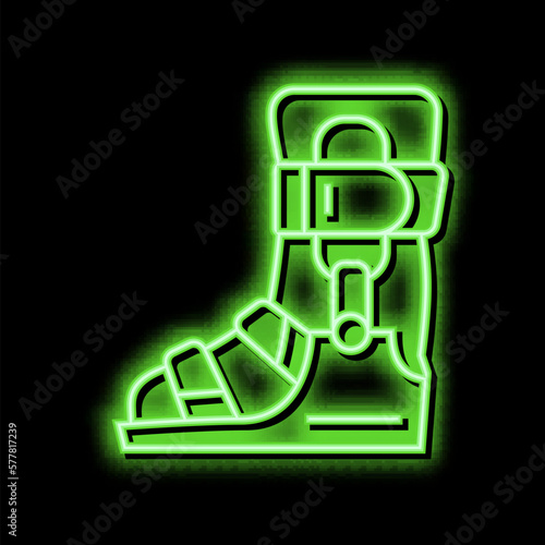bandage for treatment flat feet neon glow icon illustration