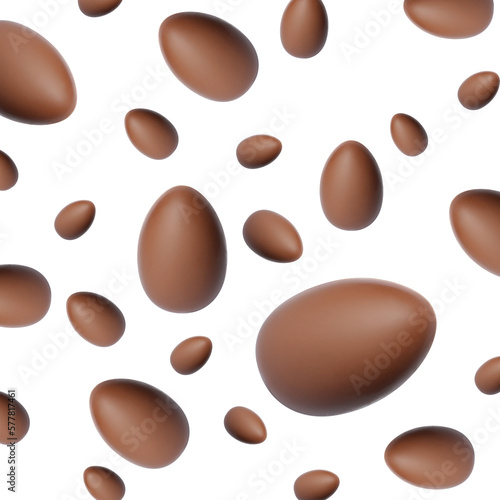 Fototapeta Naklejka Na Ścianę i Meble -  Many chocolate eggs falling on white background