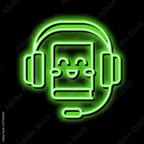 audiobook for children neon glow icon illustration