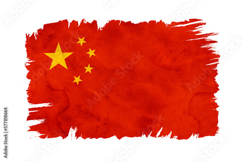 Photography Vector vintage China flag. Vector Chineese flag.