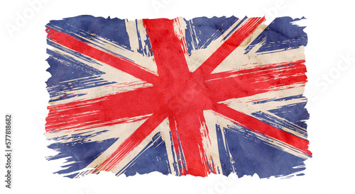 Vector vintage British flag. Drawing flag of UK in grunge style.