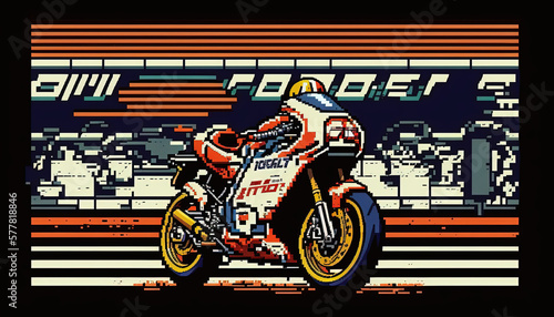 MotoGP, Motorsports, 8Bit, Generative AI, Illustration 