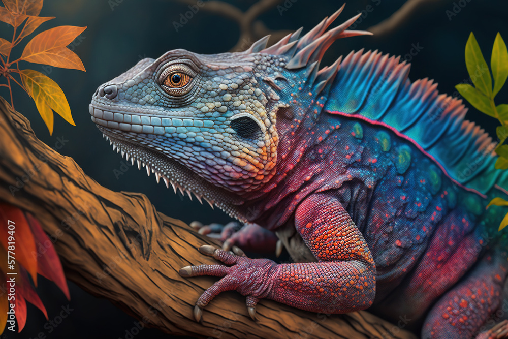 Fototapeta premium a close up of a chamelon on a branch