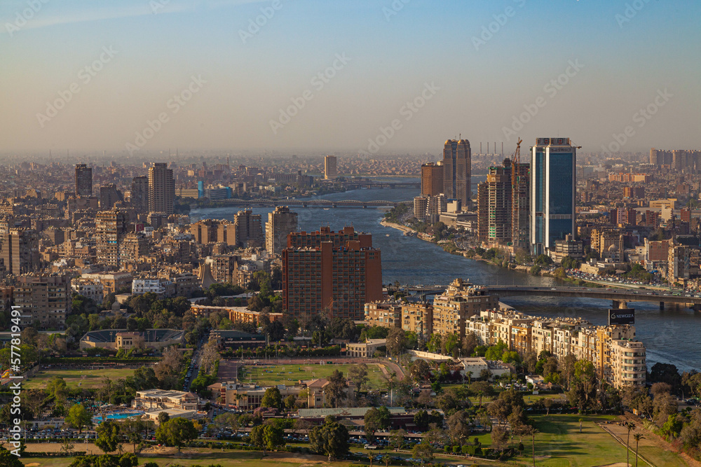 cairo egypt city skyline at sunset 
