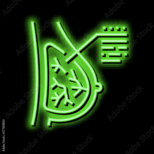 incision breast neon glow icon illustration