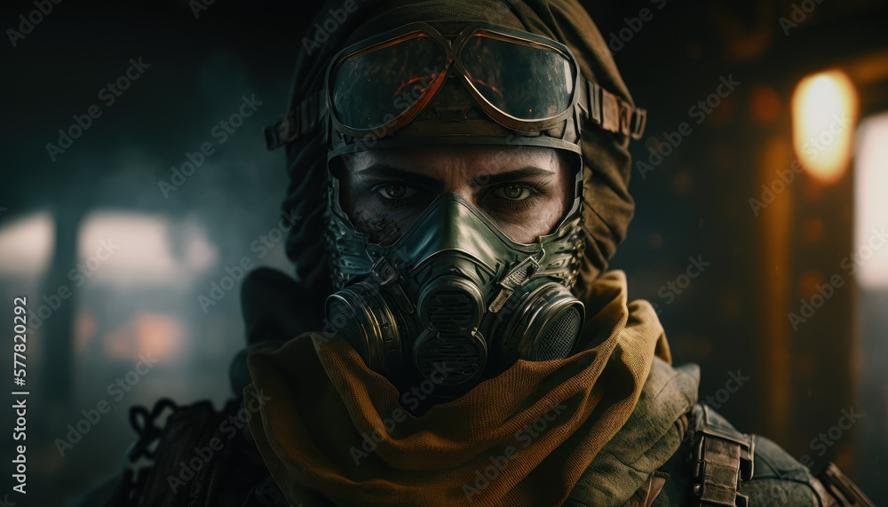 soldier in uniform with mask portrait Generative AI, Generativ, KI soldier in uniform with mask portrait Generative AI, Generativ, KI