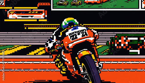 MotoGP, Motorsports, 8Bit, Generative AI, Illustration 