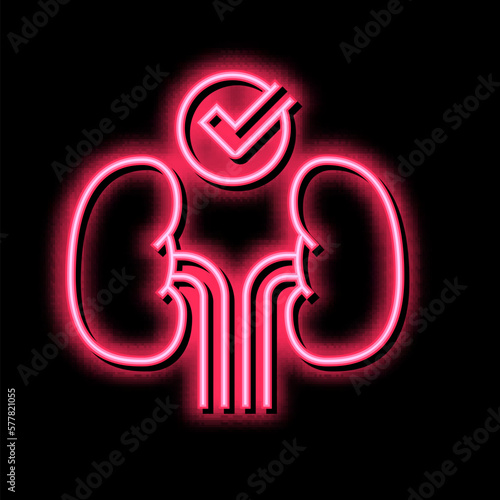 healthy kidneys neon glow icon illustration