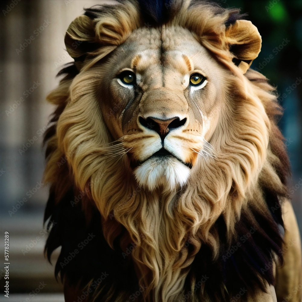 Fototapeta premium portrait of a lion. Generative AI