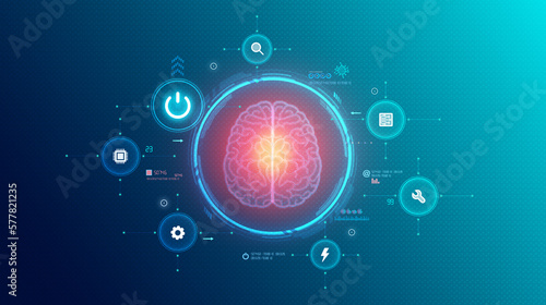 Neurotechnology and Computational Neuroscience - Conceptual Illustration photo