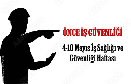 4-10 Mayıs İş Güvenliği Haftası template design. Text translate: May 4-10 Occupational Safety Week