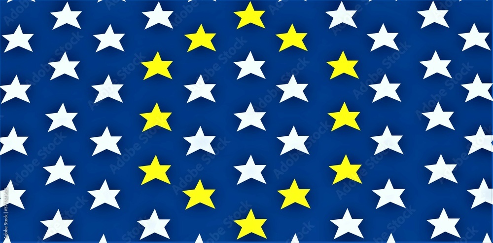EU yellow stars dissolve in white the US ones on the blue background as a symbol of the international integration. Nice picture for political websites. 3d rendering. EU yellow stars dissolve in white the US ones on the blue background as a symbol of the international integration. Nice picture for political websites. 3d rendering.