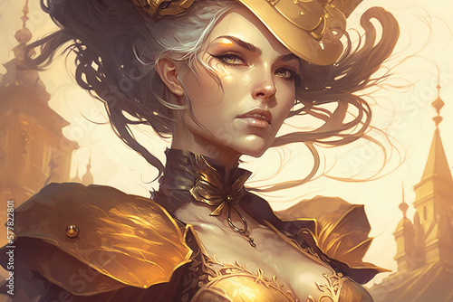 linda mulher sexy guerreira dourada deusa  photo