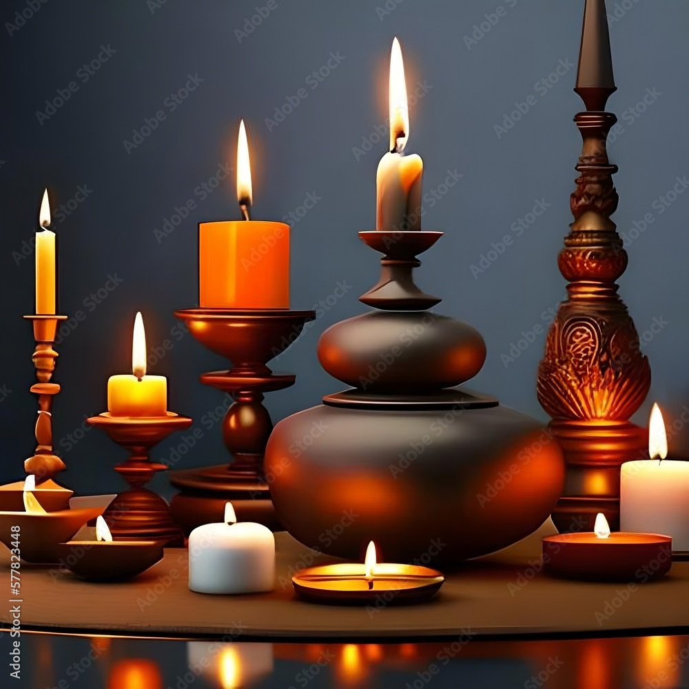 Various candles. Generative AI Various candles. Generative AI