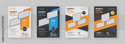 Real estate flyer design with a4 paper size, Modern property sale, Home rent flyer, banner, Leaflet, two color variation flyer bundle for your company