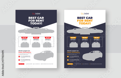 Stylish & modern Car Rental Flyer with a4 paper size, Auto repair services flyer, color variation, flyer, booklet, and leaflet template for printing